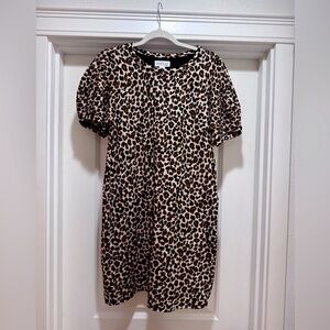 Velvet by Graham & Spencer Leopard Print Short Puff Sleeve Mini Dress.